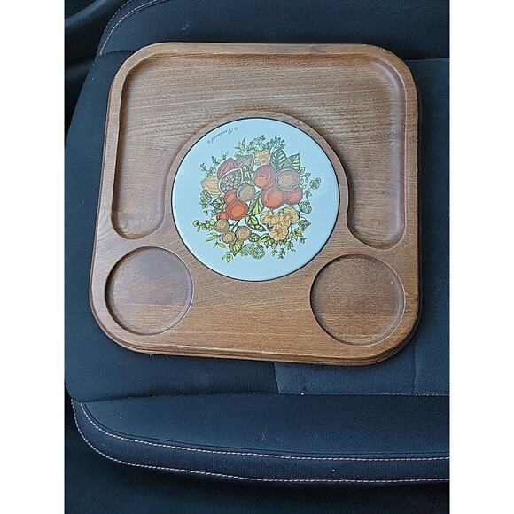 Vintage Goodwood Fruit Floral Ceramic Wood Trivet Hot Plate‎ Kitchen Retro Decor - Picture 3 of 5